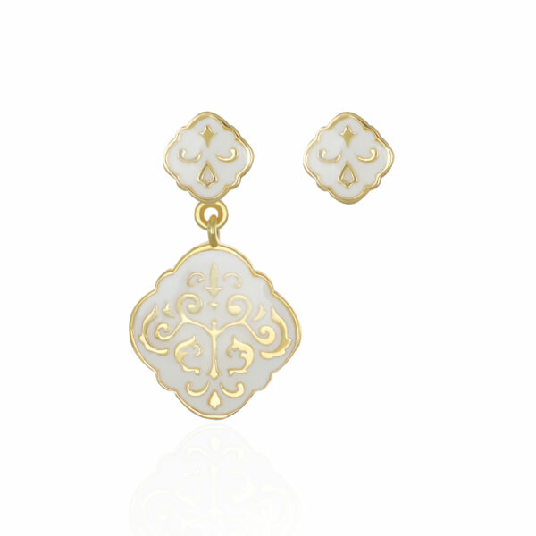 Orecchino smalto bianco coppia - immagine 2